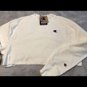 Ladies white cropped sweatshirt, XS